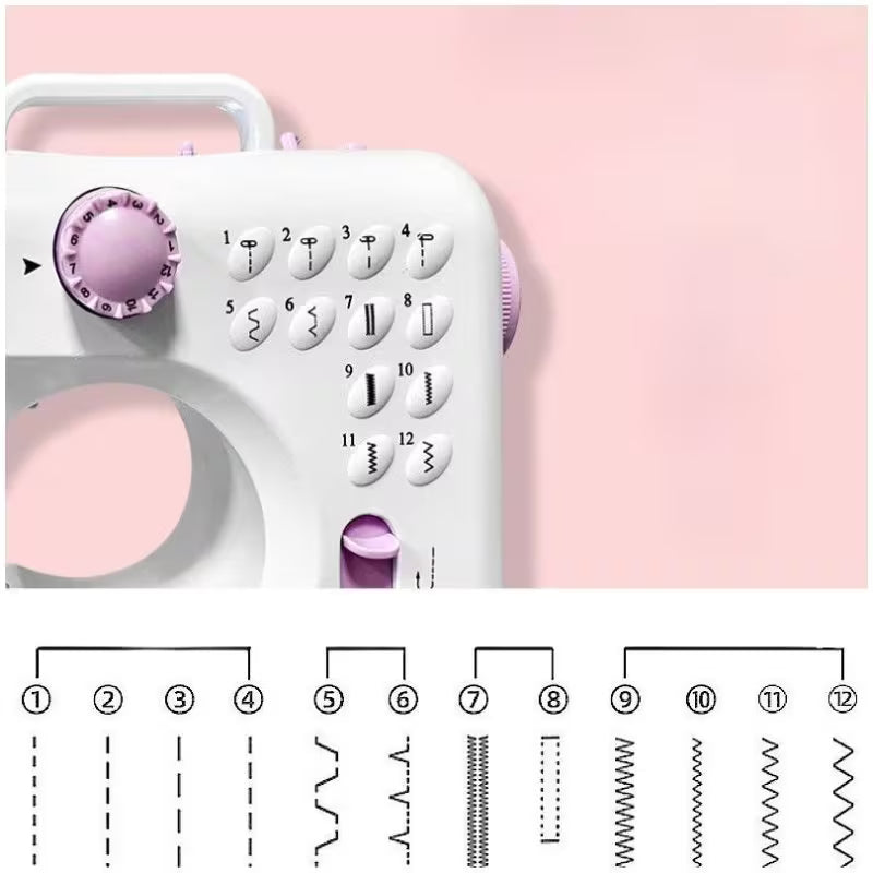 Máquina De Costura Portátil Multifuncional com 12 Pontos - Bivolt